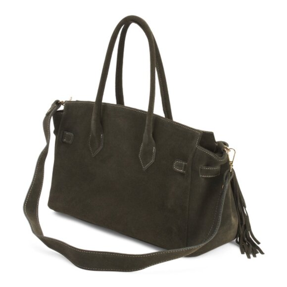 MARLON Made In Italy Suede Large Franges East West Tote - Picture 3 of 4